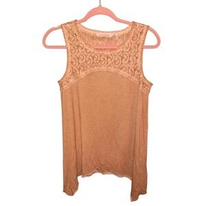 Soft Surroundings Women's Size XS Tan and Cream Tank Top With Textured Accent